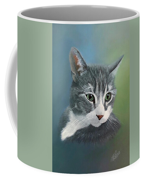 Domestic Cat Coffee Mug featuring the painting Gizmo by Marlene Little