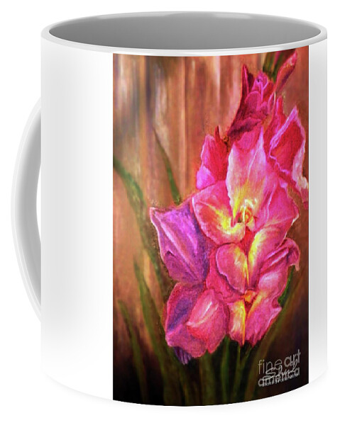 Light Red Coffee Mug featuring the painting Gladiolas by Sherril Porter