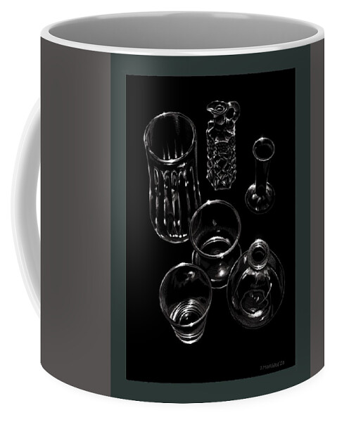 Black Coffee Mug featuring the digital art Glassware 1 by Don Morgan