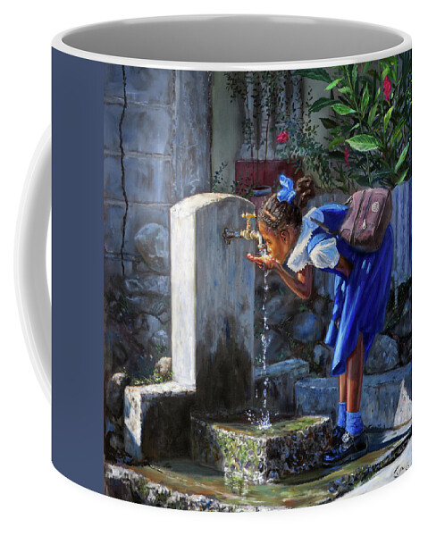 Girl Coffee Mug featuring the painting Glo 2 square by Jonathan Guy-Gladding JAG
