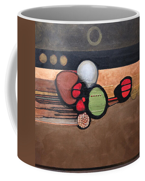 Abstract Coffee Mug featuring the painting Globtrotter by Marlene Burns