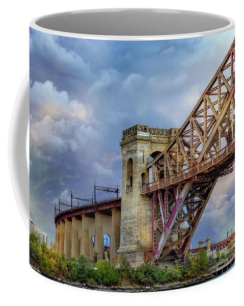 Astoria Park Coffee Mug featuring the photograph Glorious Hell Gate Bridge by Cate Franklyn