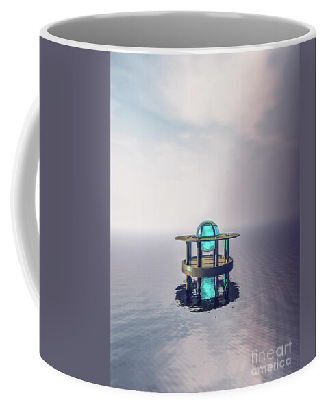 Orb Coffee Mug featuring the digital art Glowing Blue Orb by Phil Perkins