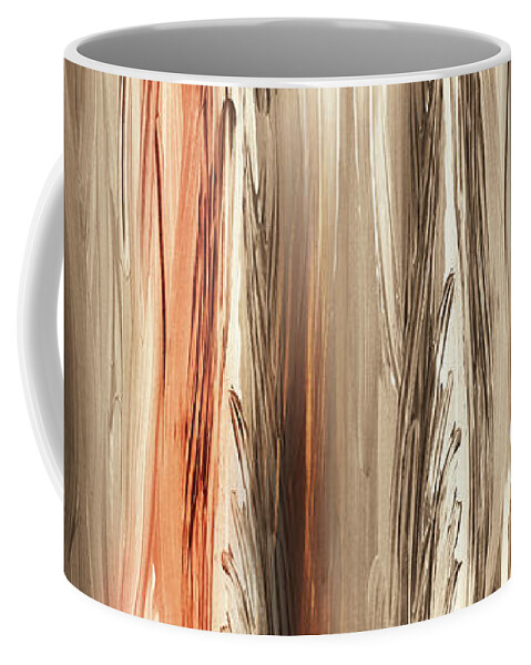 Glowing Coffee Mug featuring the painting Glowing Lights Through Brown Marble Forest Abstract Decor by Irina Sztukowski