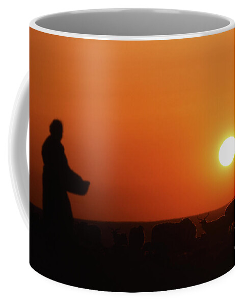 Gobi Evening Coffee Mug featuring the photograph Gobi evening by Elbegzaya Lkhagvasuren