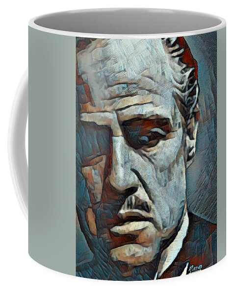 Marlon Brando Coffee Mug featuring the painting Godfather Marlon Brando 2 by Tony Rubino