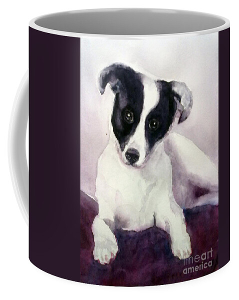 Indian Stray Dog Coffee Mug featuring the painting Goggles the stray dog by Asha Sudhaker Shenoy