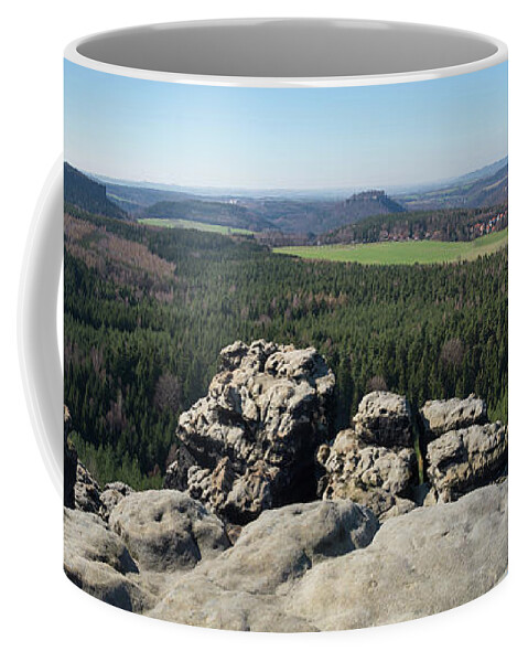 Saxon Switzerland Coffee Mug featuring the photograph Gohrisch, mountain panorama in Saxon Switzerland by Adriana Mueller