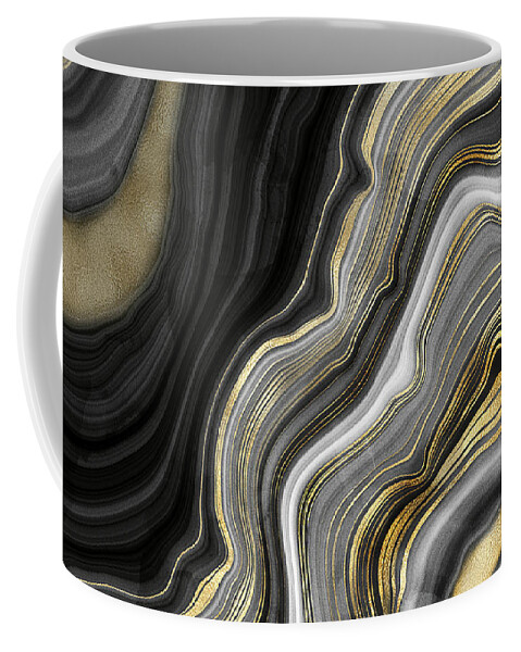 Gold And Black Agate Coffee Mug featuring the painting Gold And Black Agate by Modern Art