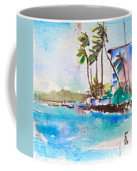 Hawaii Coffee Mug featuring the painting Gold Coast Oahu by Robert Tema