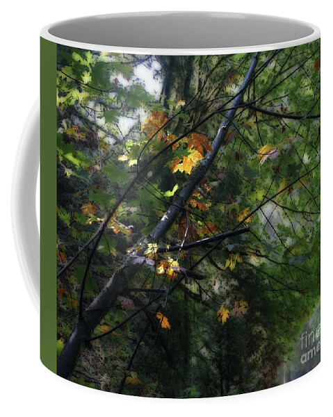 Leaves Coffee Mug featuring the digital art Gold Leaves with Blur by Deb Nakano