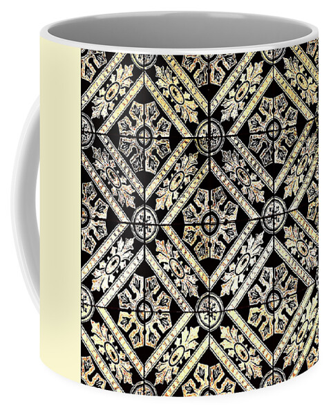 Gold Tiles Coffee Mug featuring the digital art Gold On Black Tiles Mosaic Design Decorative Art V by Irina Sztukowski