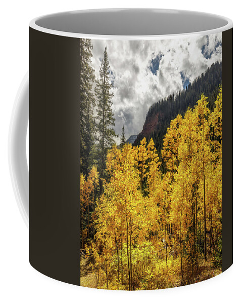 Fall Coffee Mug featuring the photograph Golden Aspen on the trail to Ice Lake by Bradley Morris