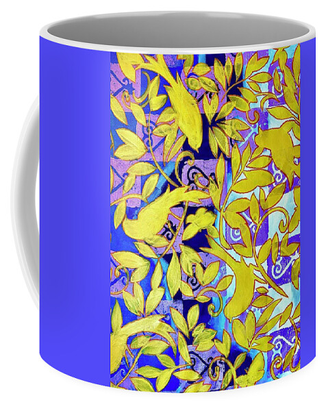  Coffee Mug featuring the painting Golden Birds background by Clayton Singleton