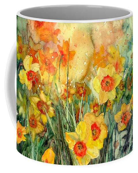Breeze Coffee Mug featuring the painting Golden Daffodils by Suzann Sines
