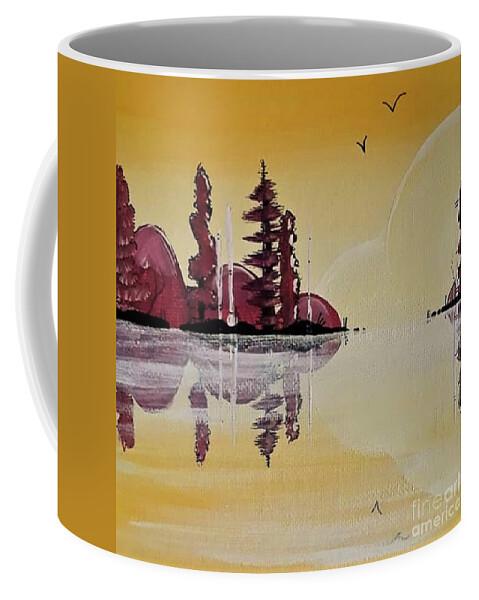 Mountains Coffee Mug featuring the painting Golden Days by April Reilly