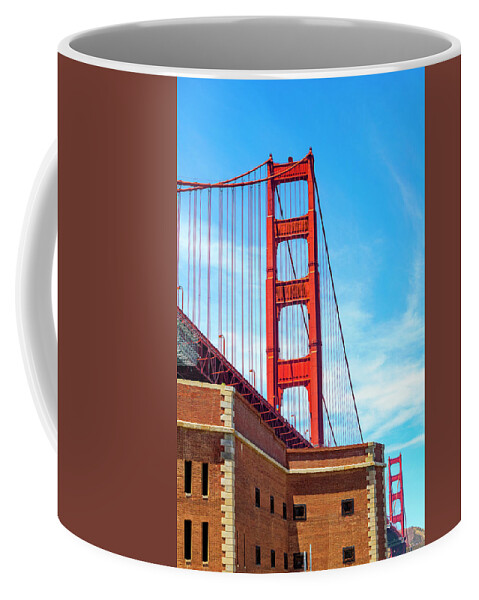 Golden Gate Bridge Coffee Mug featuring the photograph Golden Gate Bridge With Fort Point by Bonnie Follett