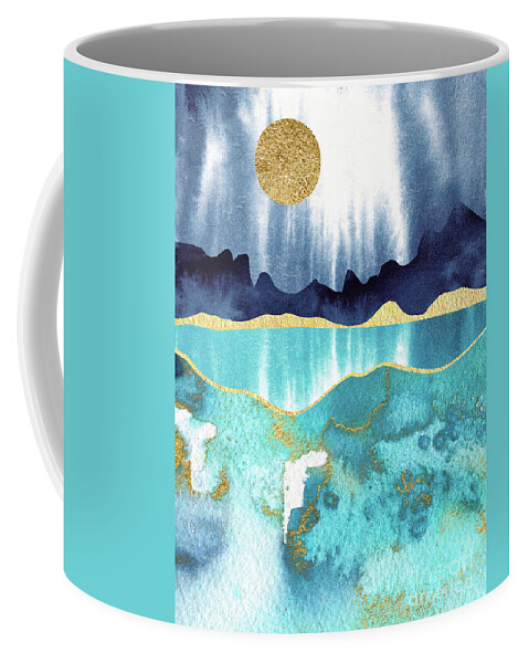 Modern Landscape Coffee Mug featuring the painting Golden Moon by Garden Of Delights