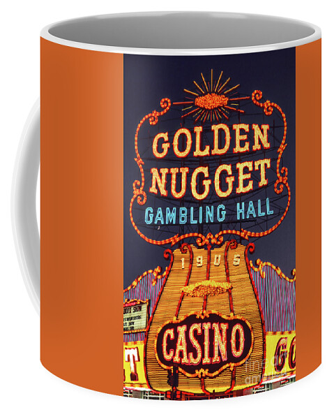 Golden Nugget Casino Coffee Mug featuring the photograph Golden Nugget Casino Fremont Street at Dusk 1970 by Aloha Art
