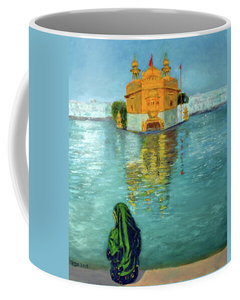 Golden Temple Coffee Mug featuring the painting Golden Temple Series 3 by Uma Krishnamoorthy