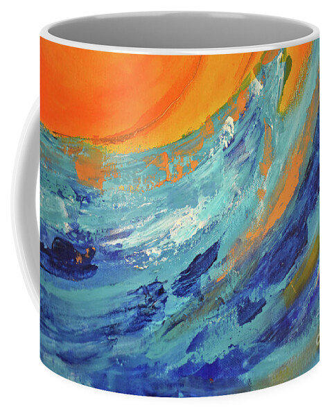 Abstract Painting Coffee Mug featuring the painting Golden Wave part 2 by Leonida Arte