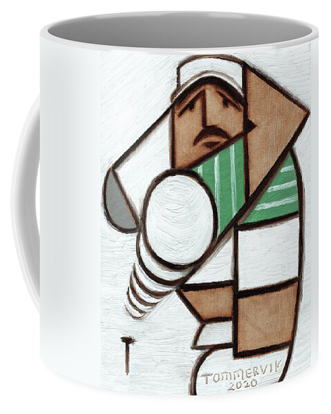 Golf Coffee Mug featuring the painting Golf Wall Art - Golfer Teeing off by Tommervik