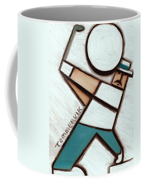Golf Coffee Mug featuring the painting Perfect Golf Swing Painting by Tommervik
