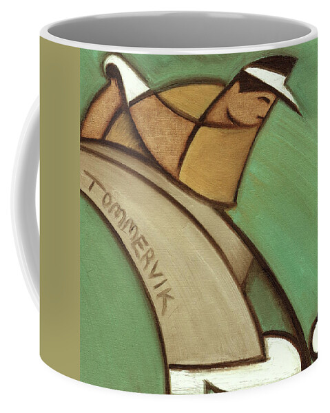 Golfer Coffee Mug featuring the painting Golf Wall Art - Tommervik Golfer Tee Off Art Print by Tommervik
