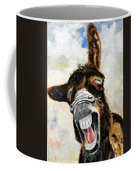Donkey Coffee Mug featuring the painting Gooood Morning by Barbara F Johnson