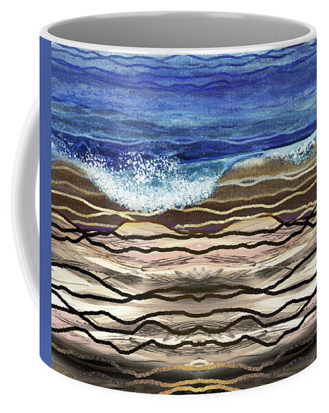 Beach Art Coffee Mug featuring the painting Gorgeous Ocean Wave On The Beach Coastal Shore Seascape V by Irina Sztukowski