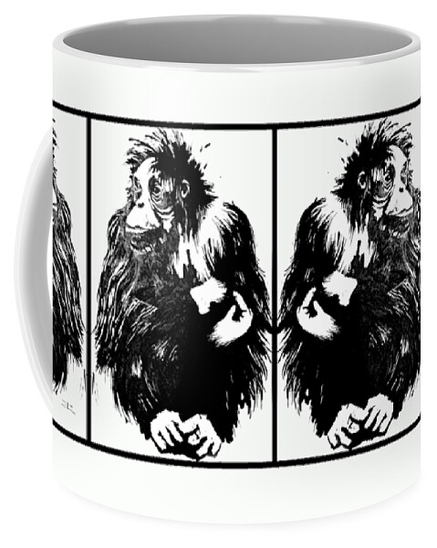 Gorilla Coffee Mug featuring the drawing Gorilla ina box by Paul Davenport