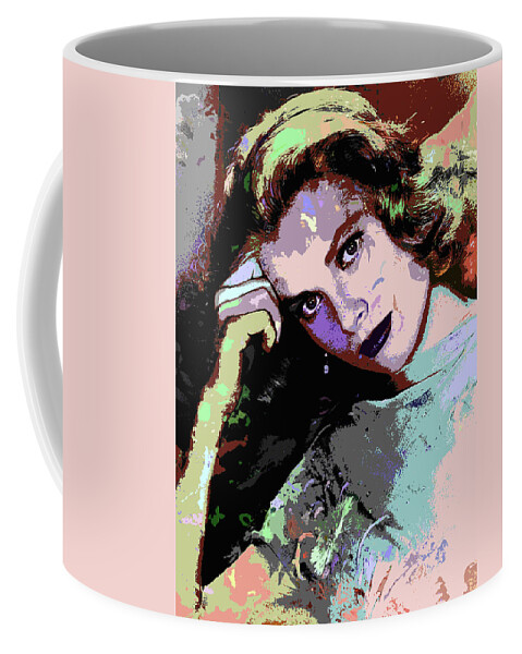 Grace Kelly Coffee Mug featuring the digital art Grace Kelly psychedelic portrait by Movie World Posters