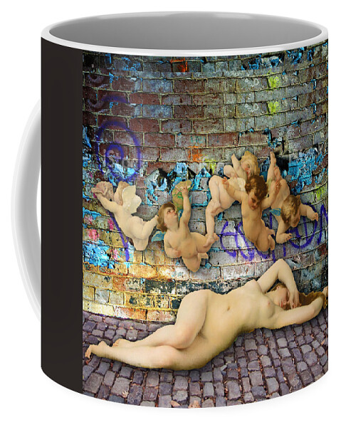 Abstract Coffee Mug featuring the painting Graffiti Birth Of Venus by Tony Rubino