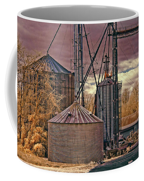 Infrared Coffee Mug featuring the photograph Grain Storage by Anthony M Davis