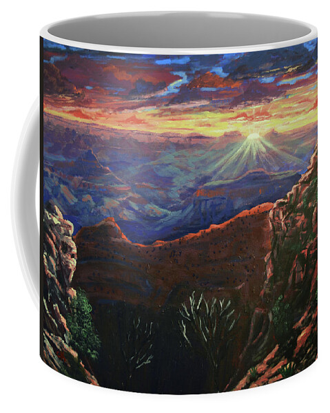 Grand Canyon Coffee Mug featuring the painting Grand Canyon Sunrise by Chance Kafka