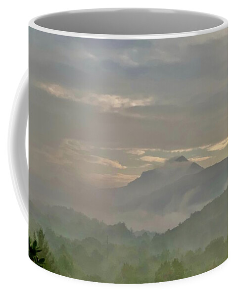  Coffee Mug featuring the photograph Grandfather Mountain in fog by Meta Gatschenberger
