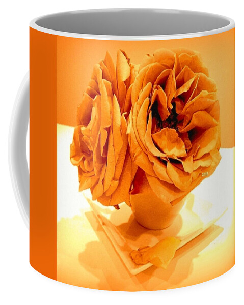 Grandmas Roses 5 - Orange Coffee Mug featuring the photograph Grandmas Roses 5 - Orange by VIVA Anderson