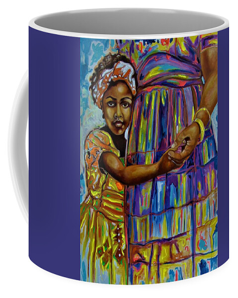 African American Art Coffee Mug featuring the painting Grandmom Girl by Emery Franklin