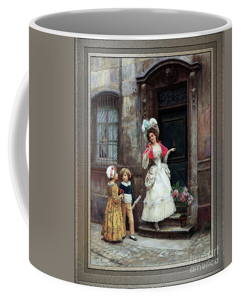 Grandmother’s Birthday Coffee Mug featuring the painting Grandmothers Birthday by Jules Girardet Remastered Xzendor7 Fine Art Classical Reproductions by Rolando Burbon