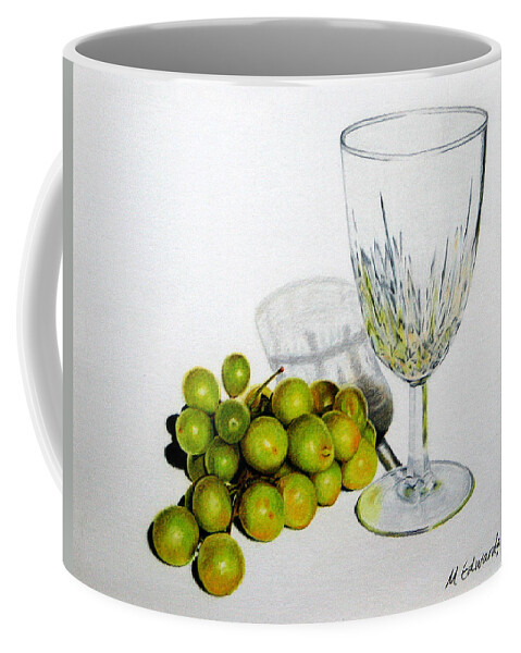 Grapes Coffee Mug featuring the drawing Grapes and Crystal by Marna Edwards Flavell