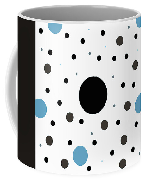 Black Coffee Mug featuring the digital art Graphic Polka Dots by Amelia Pearn