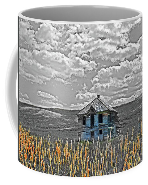  Coffee Mug featuring the digital art Grass Land Homestead by Fred Loring