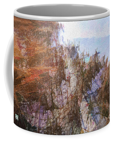 Grass Coffee Mug featuring the digital art Grass Shadows on the Lake by Deb Nakano