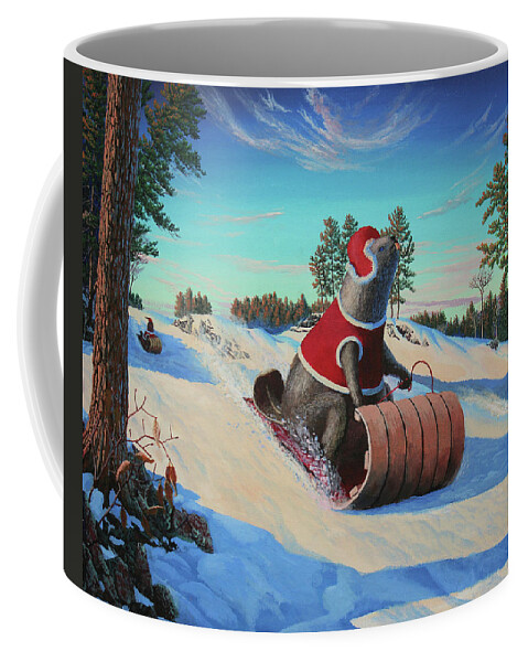 Beaver Coffee Mug featuring the painting Gravity by Michael Goguen
