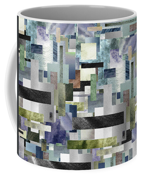 Gray Coffee Mug featuring the painting Gray Geometrical Watercolor Decorative Blocks XV by Irina Sztukowski
