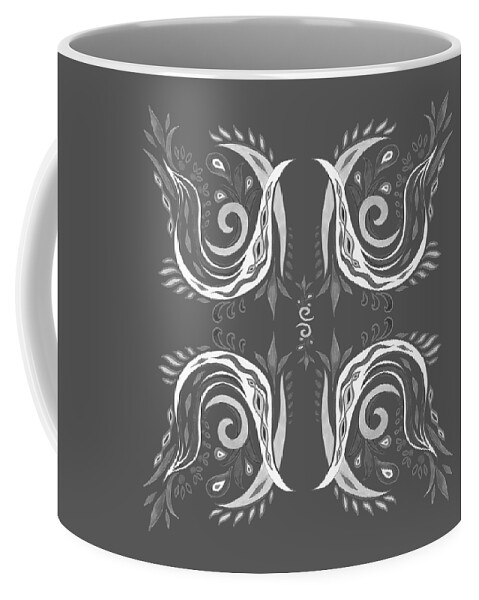 Leaves And Curves Coffee Mug featuring the painting Gray Monochrome Floral Leaves And Curves Watercolor Pattern by Irina Sztukowski