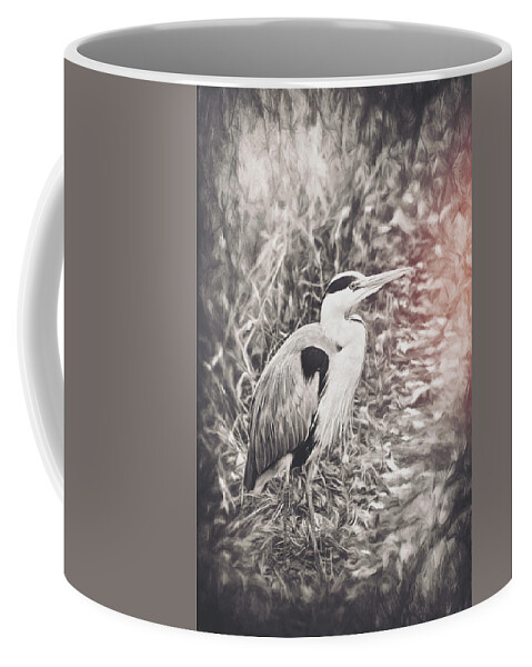 Blue Heron Coffee Mug featuring the photograph Great Blue Heron Vintage by Carol Japp