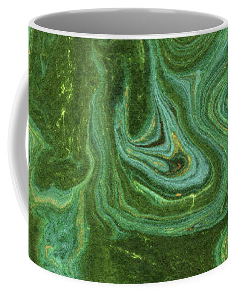 Green Abstract Coffee Mug featuring the painting Green Agate And Marble Watercolor Stone Collection X by Irina Sztukowski