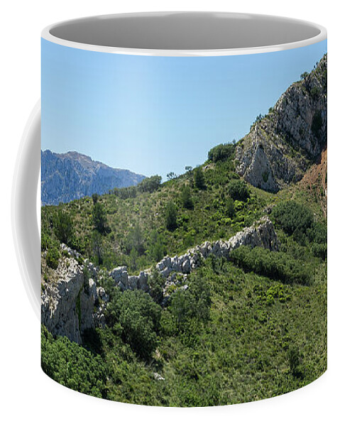 Mountains Coffee Mug featuring the photograph Green expanse and ascent to the crest by Adriana Mueller