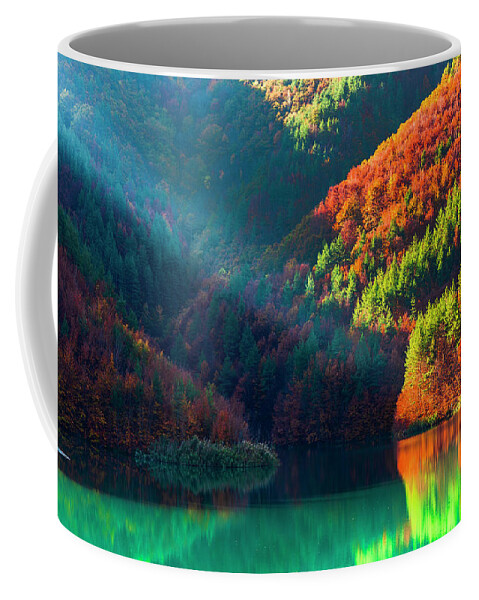 Bulgaria Coffee Mug featuring the photograph Green Lake by Evgeni Dinev